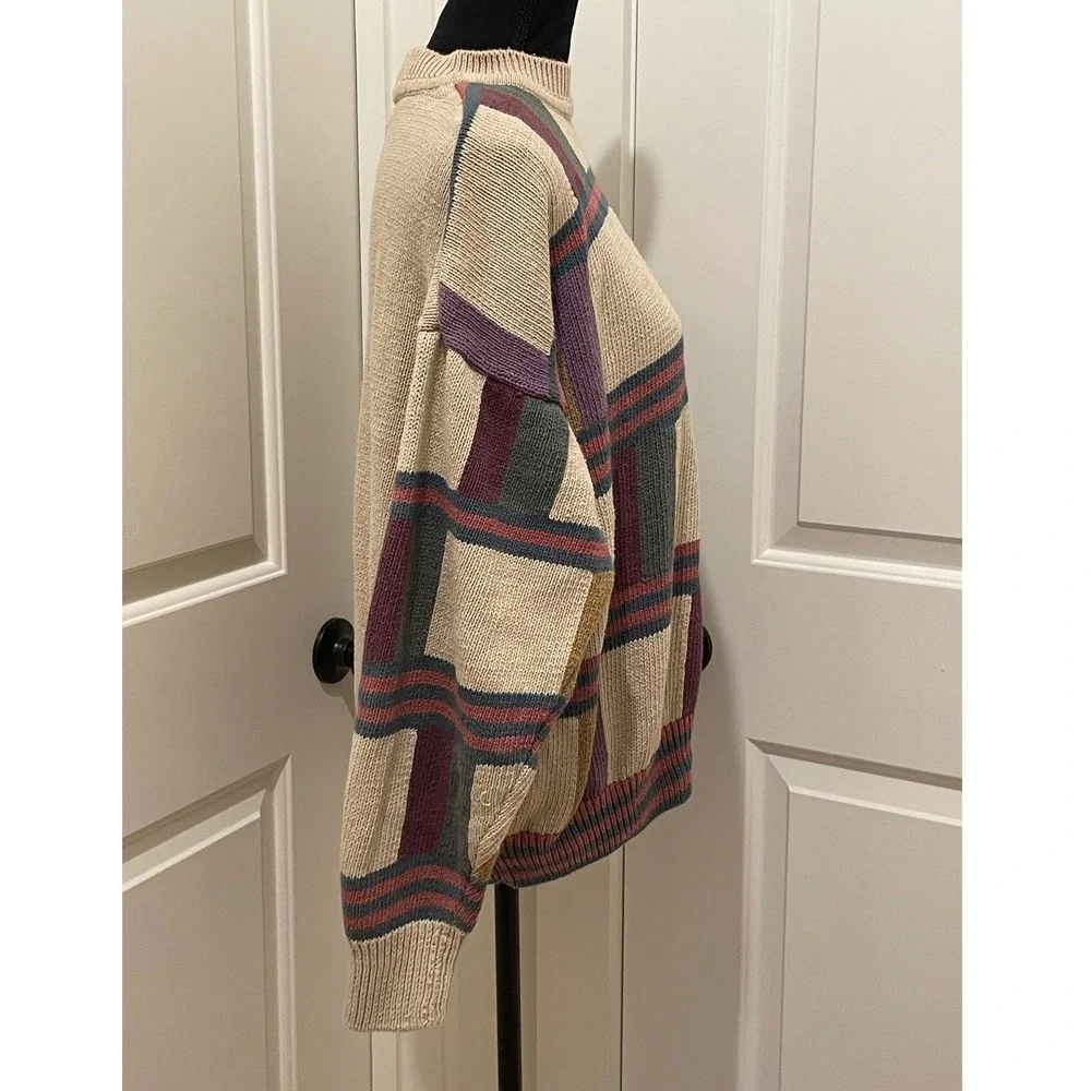 Structure Mens Geometric Pattern Knit Sweater Long Sleeve Size L